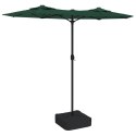  Podwójny parasol ogrodowy z LED, zielony, 316x240 cm