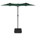  Podwójny parasol ogrodowy z LED, zielony, 316x240 cm