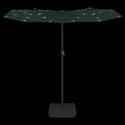  Podwójny parasol ogrodowy z LED, zielony, 316x240 cm