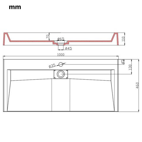 VidaXL Umywalka, 100x46x11 cm, kompozyt mineralny/marmurowy, biała VidaXL Umywalka, 100x46x11 cm, kompozyt mineralny/marmurowy, biała