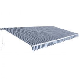  Markiza zwijana ręcznie, 600 cm, niebiesko-biała