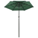  3-poziomowy parasol na aluminiowym słupku, zielony, 2 m