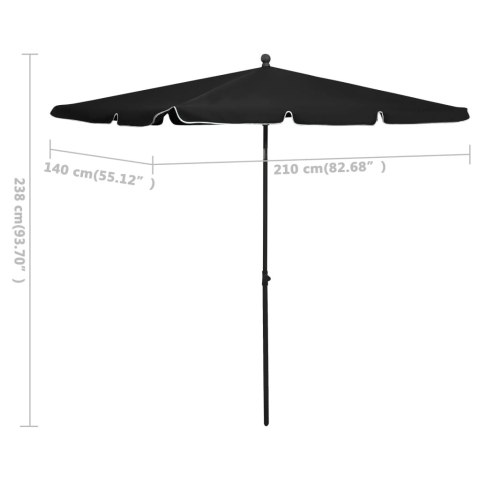 Parasol ogrodowy na słupku, 210x140 cm, czarny Parasol ogrodowy na słupku, 210x140 cm, czarny