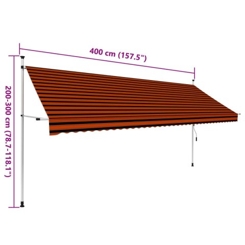Ręcznie zwijana markiza, 400 cm, pomarańczowo-brązowa Ręcznie zwijana markiza, 400 cm, pomarańczowo-brązowa