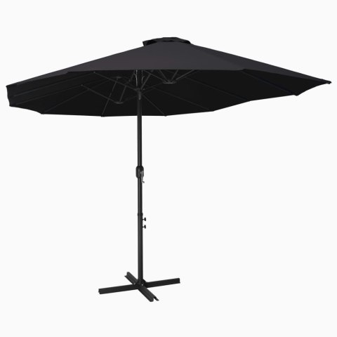  Parasol ogrodowy na słupku aluminiowym, 460 x 270 cm, czarny