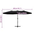  Parasol ogrodowy na słupku aluminiowym, 460 x 270 cm, czarny