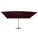  Parasol wiszący z LED, bordowy, 400x300 cm