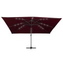  Parasol wiszący z LED, bordowy, 400x300 cm