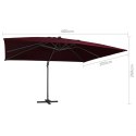  Parasol wiszący z LED, bordowy, 400x300 cm