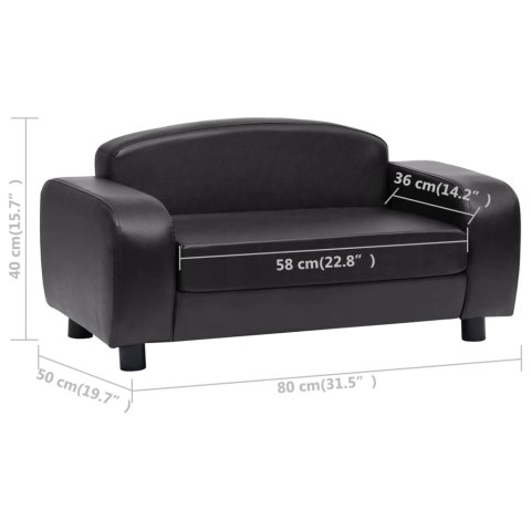 Sofa dla psa, czarna, 80x50x40 cm, sztuczna skóra Sofa dla psa, czarna, 80x50x40 cm, sztuczna skóra
