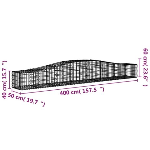 Kosze gabionowe, 4 szt, 400x50x40/60 cm, galwanizowane żelazo Kosze gabionowe, 4 szt, 400x50x40/60 cm, galwanizowane żelazo