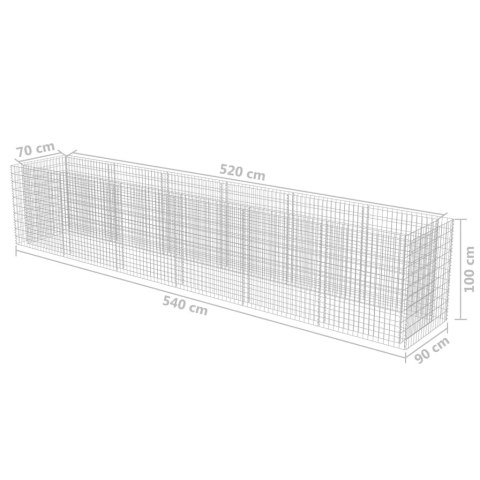 Podwyższona donica gabionowa, galwanizowana stal, 540x90x100 cm Podwyższona donica gabionowa, galwanizowana stal, 540x90x100 cm