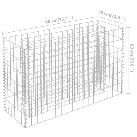 Podwyższona donica gabionowa, galwanizowana stal, 90x30x60 cm Podwyższona donica gabionowa, galwanizowana stal, 90x30x60 cm