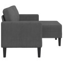  Sofa 2-osobowa z szezlongiem w kształcie litery L Ciemnoszara