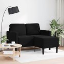 Sofa 2-osobowa z leżanką w kształcie litery L Czarna 125 cm