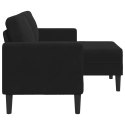  Sofa 2-osobowa z leżanką w kształcie litery L Czarna 125 cm