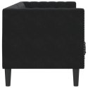  Sofa Chesterfield z wałkami, trzyosobowa, czarna, aksamit