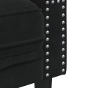  Sofa Chesterfield z wałkami, trzyosobowa, czarna, aksamit