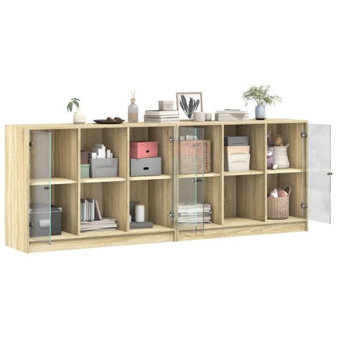 VidaXL Biblioteczka z drzwiczkami, dąb sonoma, 204x37x75 cm VidaXL Biblioteczka z drzwiczkami, dąb sonoma, 204x37x75 cm