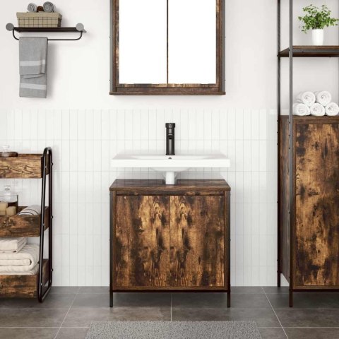 VidaXL Szafka pod umywalkę łazienkową, przydymiony dąb, 60x34,5x60 cm VidaXL Szafka pod umywalkę łazienkową, przydymiony dąb, 60x34,5x60 cm
