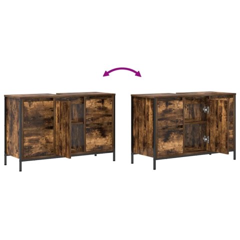 VidaXL Szafka pod umywalkę z szufladami, przydymiony dąb, 90x34,5x60cm VidaXL Szafka pod umywalkę z szufladami, przydymiony dąb, 90x34,5x60cm