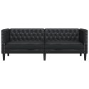 VidaXL Sofa Chesterfield, 3-os., czarna, tapicerowana sztuczną skórą