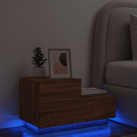 VidaXL Szafka nocna z oświetleniem LED, brązowy dąb, 70x36x40,5 cm