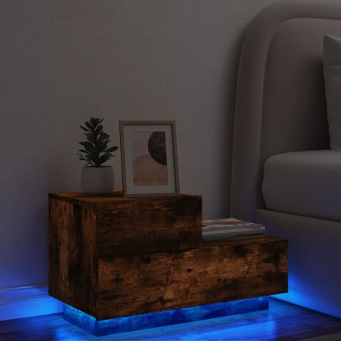 VidaXL Szafka nocna z oświetleniem LED, przydymiony dąb, 70x36x40,5 cm
