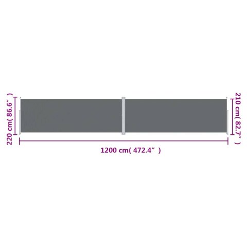 Zwijana markiza boczna, antracytowa, 220 x 1200 cm Zwijana markiza boczna, antracytowa, 220 x 1200 cm