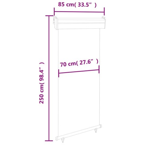 Markiza boczna na balkon, 85x250 cm, szara Markiza boczna na balkon, 85x250 cm, szara