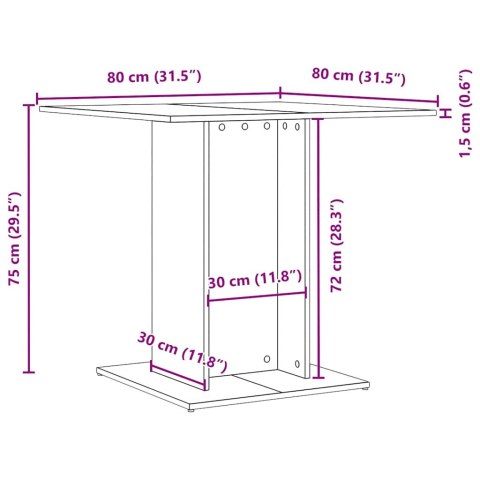 VidaXL Stół jadalny czarny dąb 80x80x75 cm drewno klejone VidaXL Stół jadalny czarny dąb 80x80x75 cm drewno klejone