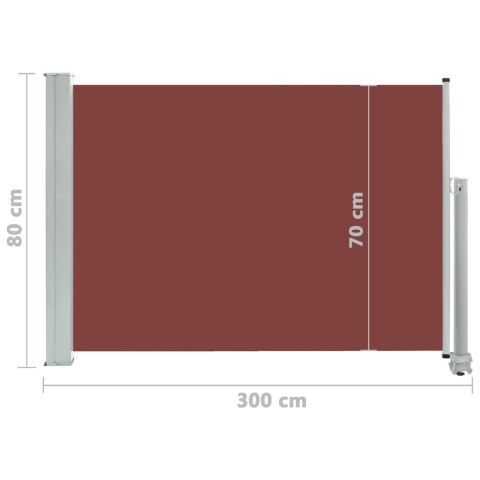 Wysuwana markiza boczna na taras, 80 x 300 cm, brązowa Wysuwana markiza boczna na taras, 80 x 300 cm, brązowa