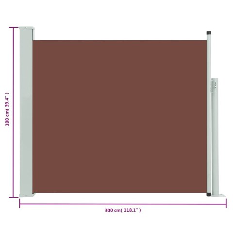Wysuwana markiza boczna na taras, 100 x 300 cm, brązowa Wysuwana markiza boczna na taras, 100 x 300 cm, brązowa
