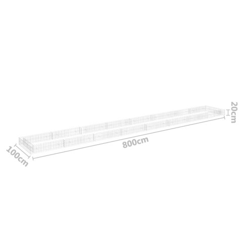 VidaXL Podwyższona donica gabionowa, galwanizowana stal, 800x100x20 cm VidaXL Podwyższona donica gabionowa, galwanizowana stal, 800x100x20 cm