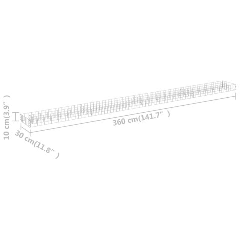 VidaXL Podwyższona donica gabionowa, galwanizowana stal, 360x30x10 cm VidaXL Podwyższona donica gabionowa, galwanizowana stal, 360x30x10 cm