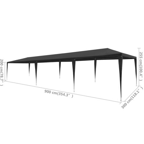 Namiot imprezowy, 3 x 9 m, PE, antracytowy Namiot imprezowy, 3 x 9 m, PE, antracytowy