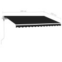  Automatycznie zwijana markiza, LED i czujnik wiatru, 300x250 cm