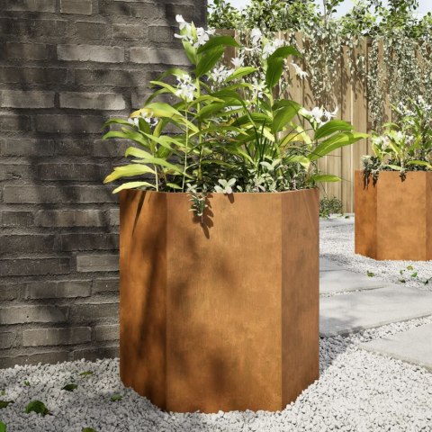 VidaXL Donice ogrodowe 2 szt sześciokątna 46x40x45 cm stal nierdzewna