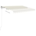  Ręcznie zwijana markiza z LED, 3x2,5 m, kremowa