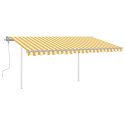 VidaXL Ręcznie zwijana markiza z LED, 4,5x3,5 m, żółto-biała