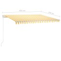 VidaXL Ręcznie zwijana markiza z LED, 4,5x3,5 m, żółto-biała