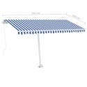 VidaXL Ręcznie zwijana markiza z LED, 450x350 cm, niebiesko-biała
