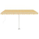VidaXL Ręcznie zwijana markiza z LED, 450x350 cm, żółto-biała