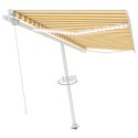 VidaXL Ręcznie zwijana markiza z LED, 450x350 cm, żółto-biała