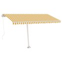 VidaXL Ręcznie zwijana markiza z LED, 450x350 cm, żółto-biała