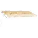 VidaXL Ręcznie zwijana markiza z LED, 450x350 cm, żółto-biała