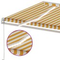 VidaXL Ręcznie zwijana markiza z LED, 450x350 cm, żółto-biała