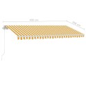VidaXL Ręcznie zwijana markiza z LED, 450x350 cm, żółto-biała