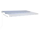  Ręcznie zwijana markiza z LED, 5x3,5 m, niebiesko-biała
