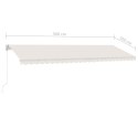  Ręcznie zwijana markiza z LED, 500x350 cm, kremowa